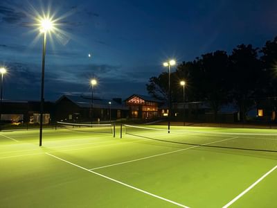 Lit tennis courts
